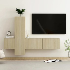 Set Di Mobili Porta Tv 3 Pz Rovere Sonoma İn Legno Multistrato /