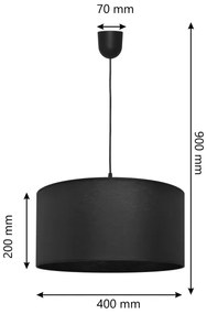 Lampadario su corda ALBA 1xE27/15W/230V d. 40 cm nero
