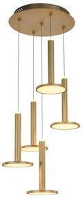 Lampadario A Sospensione Moderno Tua Metallo E Lgp Oro 5 Led45W Doppia Emissione