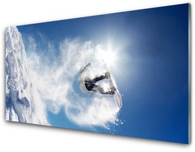 Quadro su vetro acrilico Snowboard Sport invernali 100x50 cm