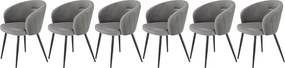Set di 6 sedie K430 in velluto grigio