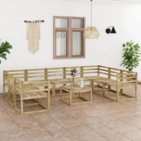 Set divani da giardino 10 pz in legno di pino impregnato verde