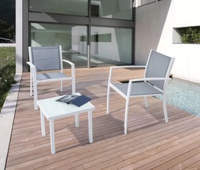 Salotto da Esterno Auri 3 Pezzi in Acciaio e Texilene per Giardino e Terrazzo, Bianco