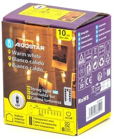 Aigostar - Catena luminosa decorativa a LED 10xLED/5W/USB, 5 m, bianco caldo