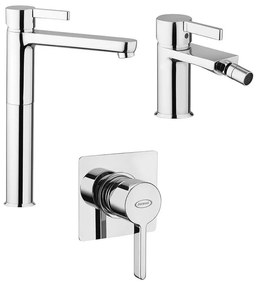 Kit rubinetti lavabo alto bidet e doccia incasso Jacuzzi Rubinetteria modello Fiamma