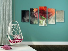 Quadri 5 pezzi – Rose con elementi astratti