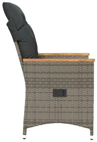 Sedie da giardino reclinabili 2 pz e cuscini grigio polyrattan