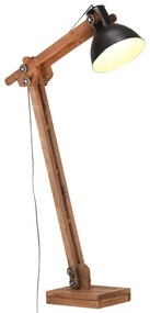 Lampada Da Pavimento Nera İn Legno Massello Di Mango E27 /