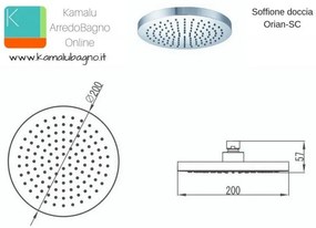Kamalu - soffione doccia circolare 20cm modello orian-sc