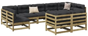 Set divani da giardino 9pz con cuscini legno impregnato di pino