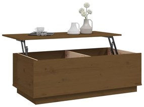 Tavolino da salotto miele 100x50x35 cm legno massello di pino