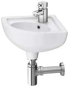 Lavabo angolare sospeso 44x36 cm salvaspazio in ceramica bianca lucida