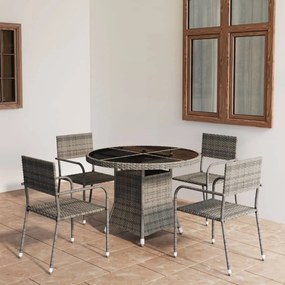 Set mobili da pranzo giardino 5 pz polyrattan antracite grigio