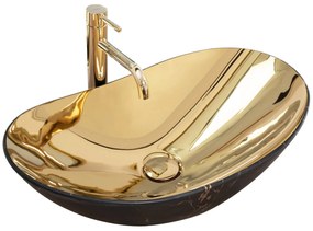 Lavabo da appoggio Rea Royal in Gold marble black mat