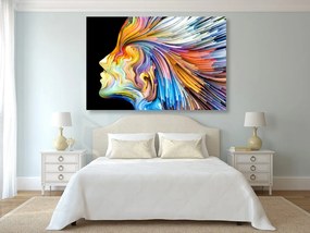 Quadro su tela – Profilo colorato di volto femminile