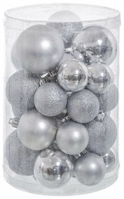 Palle di Natale Argentato Plastica Porporina 12,5 x 12,5 x 27 cm (27 Unità)