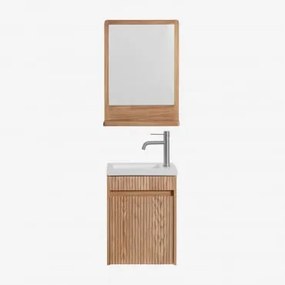 Set Mobili Da Bagno In Frassino Con Lavabo Integrato Narek Marrone Frassino & Rectangular Madera (50x70 Cm) Mazure & Cromato ↑20 Cm - Sklum