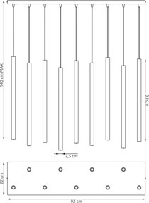 Lampadario a Sospensione in Acciaio SELTER 9 Mokka 9xG9
