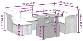 Set Divani da Giardino con Cuscini 8 pz Nero in Polyrattan