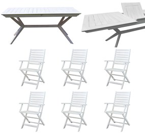 CAESAR - set tavolo in legno massiccio di acacia con 6 poltrone Sortis