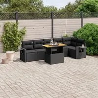 Set Divani da Giardino con Cuscini 7pz Nero Polyrattan 3271762