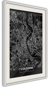 Poster  City Map: Cologne (Dark)  Cornice Quadri Cornice nera con pass-partout, Larghezza x Altezza Home decor 40x60