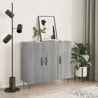 Credenza Grigio Sonoma 90x34x80 cm in Legno Multistrato 828106