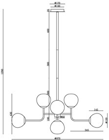 Lampadario Sospensione Erich In Metallo Nichel 8 Luci E Diffusori Bianchi