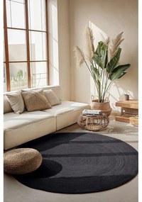 Tappeto rotondo nero in iuta reversibile/tessuto a mano ø 140 cm Braided – Hanse Home
