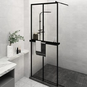 Parete Doccia Walk İn Mensola Nera 80x195cm Vetro Esg Alluminio /