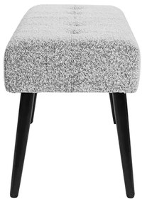 Panca design lavorazione capitonné in tessuto effetto lana bouclé grigio chiné e metallo nero L95 cm GUESTA