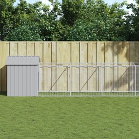 Casetta Cani Tetto Grigio Chiaro 117x609x123 Cm Acciaio Zincato /