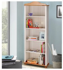 Libreria in legno di pino in colore bianco e naturale 70x181 cm Ella - Støraa