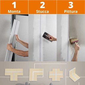 Cartongesso con Profilo in alluminio Integrato - Resistente all'Umidità Variante Lunghezza 2 Metri