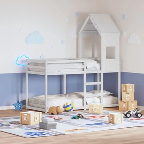 Letto A Castello Senza Materasso Bianco 90x190cm Massello Pino /