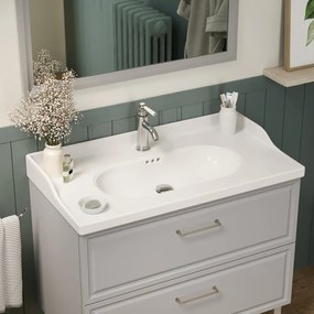 Lavabo a incasso rettangolare vasca centrale Charm L 91.8 x H 20 x P 49.7 cm in ceramica bianco satinato