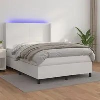 Giroletto Molle con Materasso e LED Bianco 140x190cm Similpelle 3139260