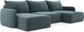 Divano angolare turchese allungabile/con contenitore Kalena – Makamii