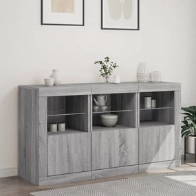 Credenza con luci led grigio sonoma 123x37x67 cm