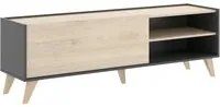 Mobile porta TV Dacerbi, Credenza bassa da soggiorno, Madia da salotto per televisione, 155x43h47 cm, Rovere e Antracite