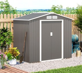 Casetta Box da Giardino in Lamiera Grigio 213x127x185 cm...