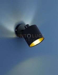Tommy spot singolo con diffusore paralume nero interno oro base met...
