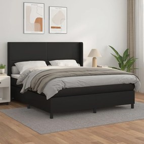 Giroletto A Molle Con Materasso Nero 160x200 Cm İn Similpelle /