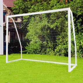 Costway Obiettivo per calcio 245x182cm con pali di fissaggio coni da calcio, Rete da calcio e telaio in UPVC per allenamenti