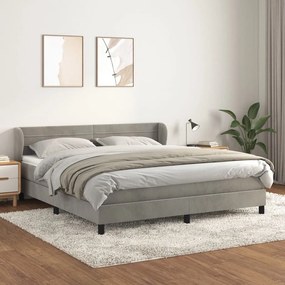 Giroletto A Molle Con Materasso Grigio Chiaro 160x200cm Velluto /