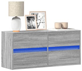 Mobile Tv A Parete Con Luci Led Grigio Sonoma 100x31x45 Cm /