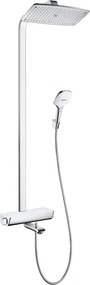 Colonna vasca con miscelatore soffione e doccetta quadra Select E360 Showerpipe Bianco Cromo Raindance 27113400 Hansgrohe