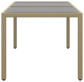 Tavolo giardino 150x90x75cm vetro temperato polyrattan beige