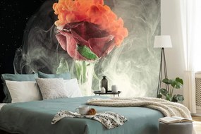 Carta da parati – Rose con elementi astratti