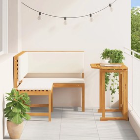 Set da pranzo da giardino 2 pezzi con cuscini in legno massello di acacia